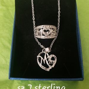 Mom 2pc sterling silver set ring sz 7